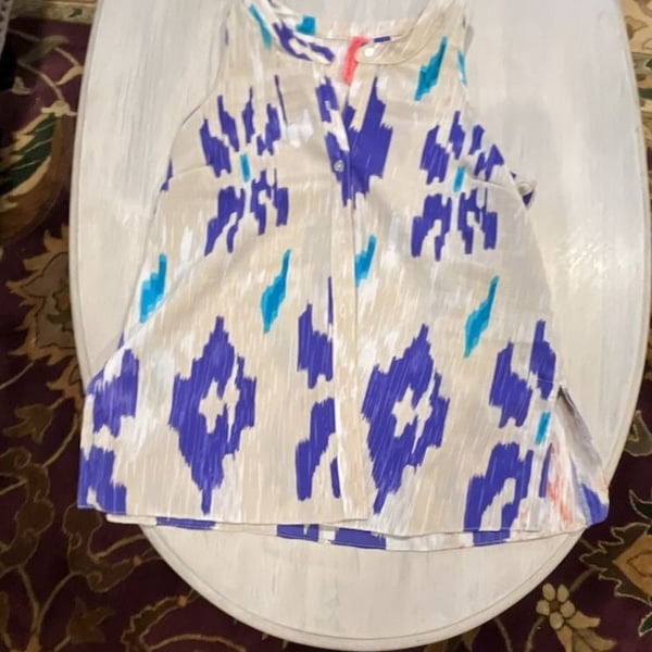Eight Sixty Ikat Print Sleeveless Tunic Top Size S