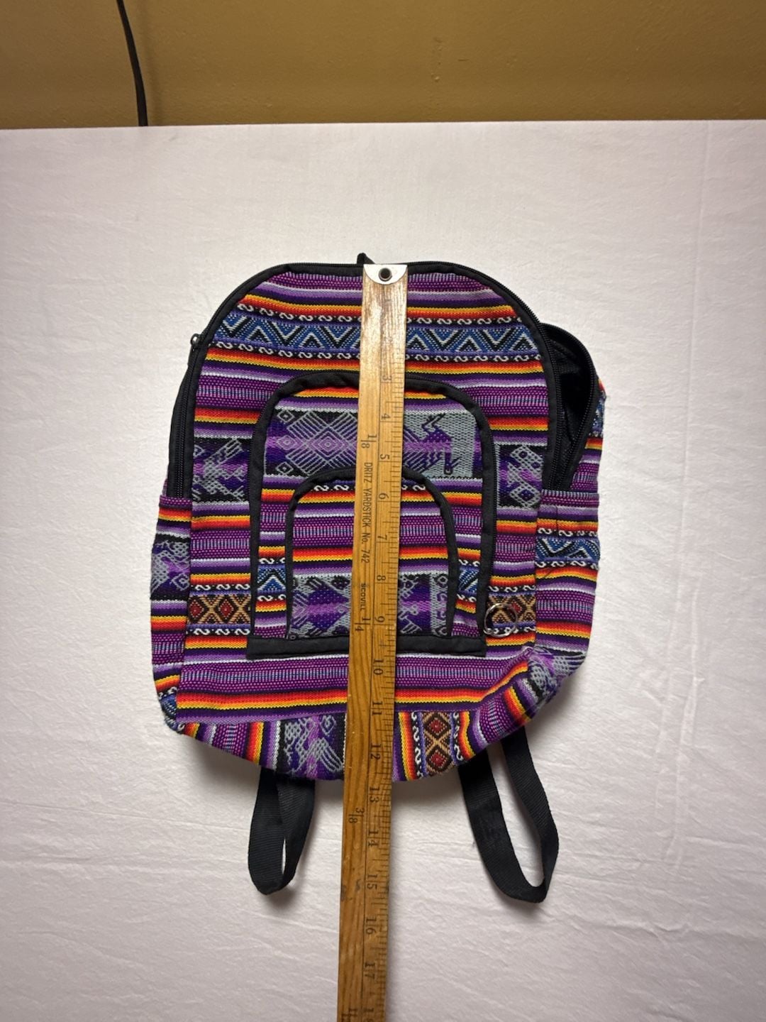 Multicolor Woven Aztec Tribal Striped Boho Backpack 6