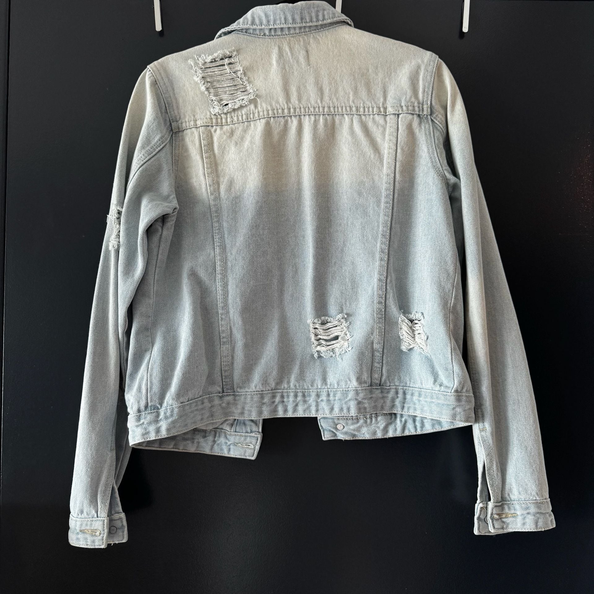 Mono B Distressed Light Wash Denim Jacket 3