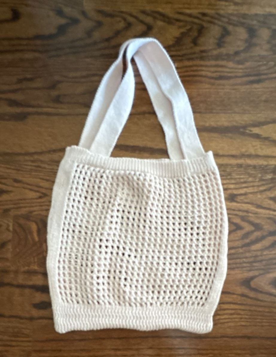 Knitted Mesh Shoulder Bag with Black Bows Crochet Handbag 4