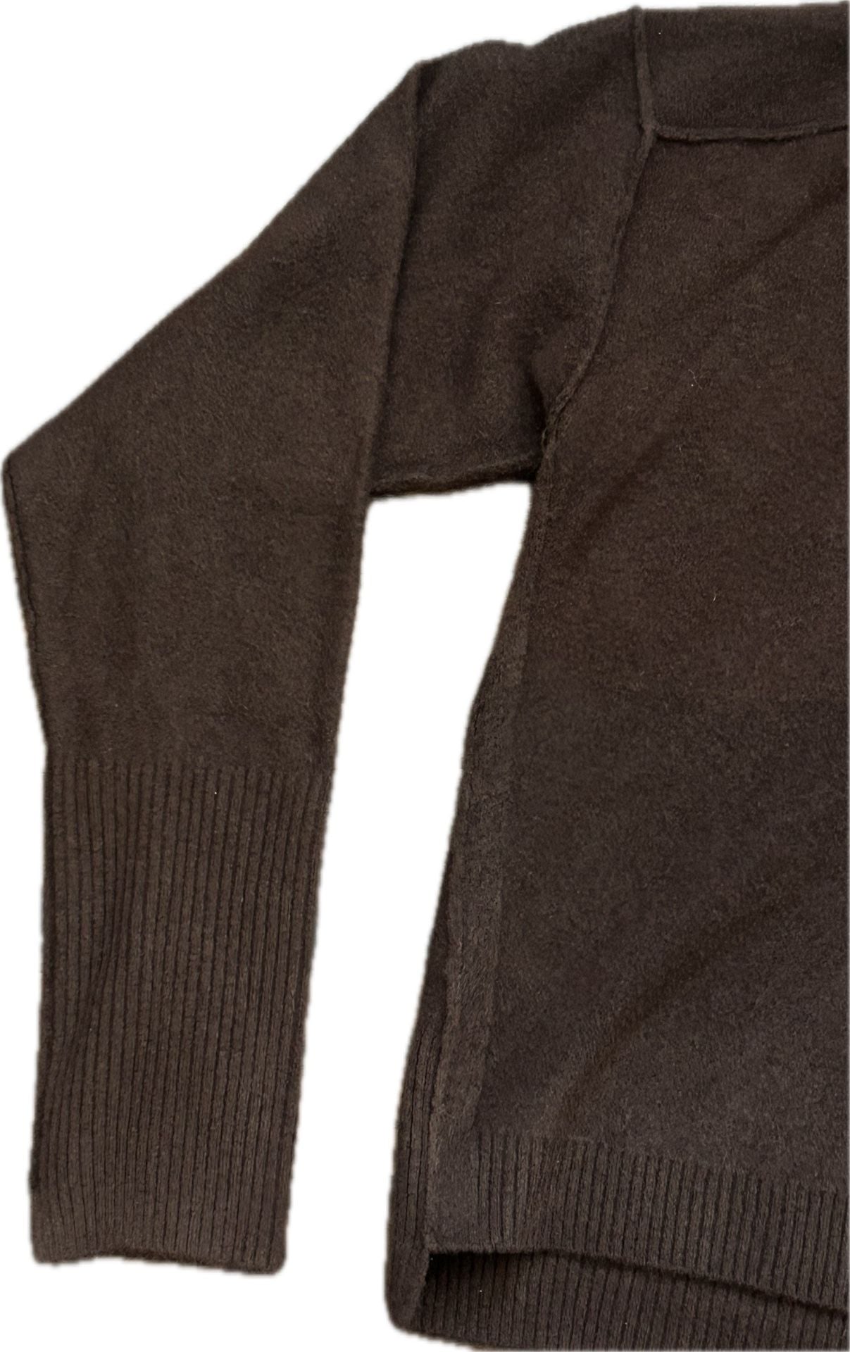 Free People Around Town Polo Sweater Chocolate Brown Open V-Neck Slouchy Size S 7