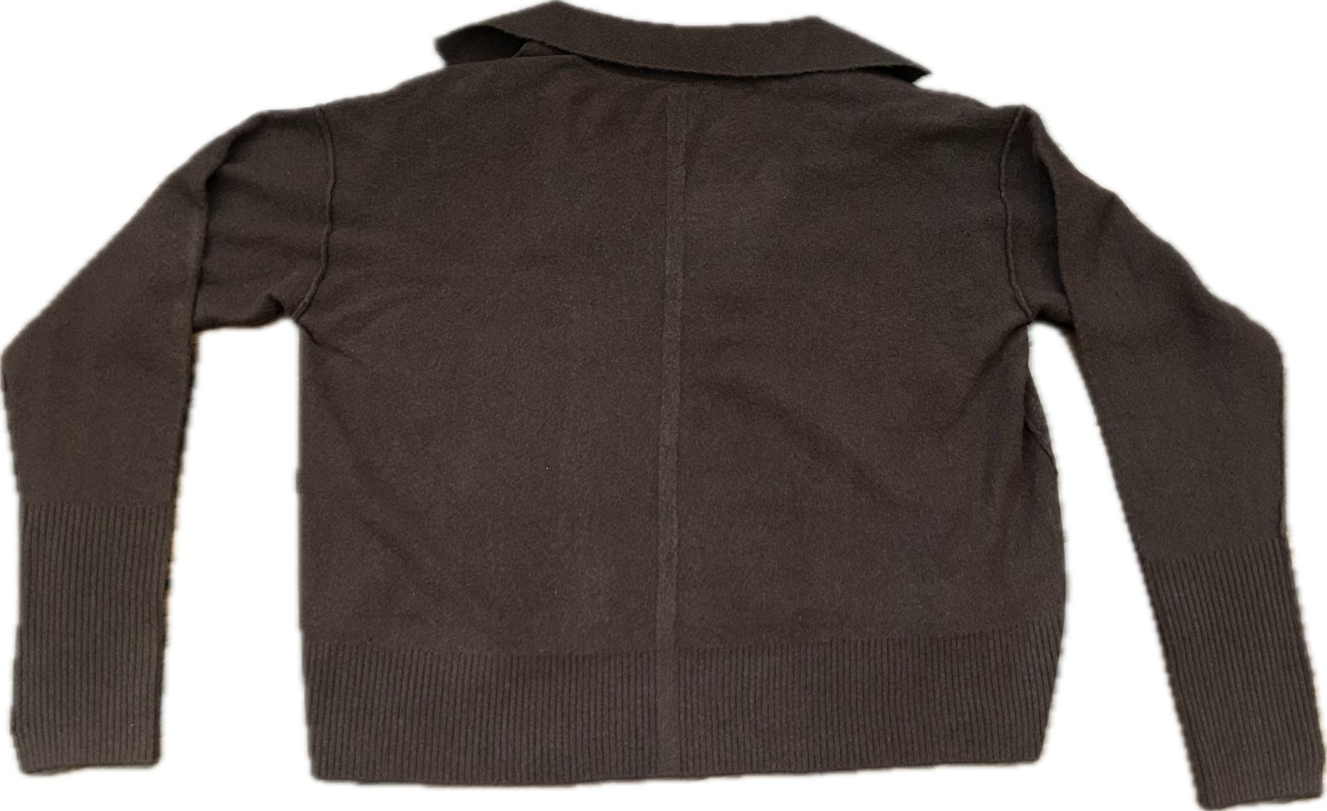 Free People Around Town Polo Sweater Chocolate Brown Open V-Neck Slouchy Size S 9