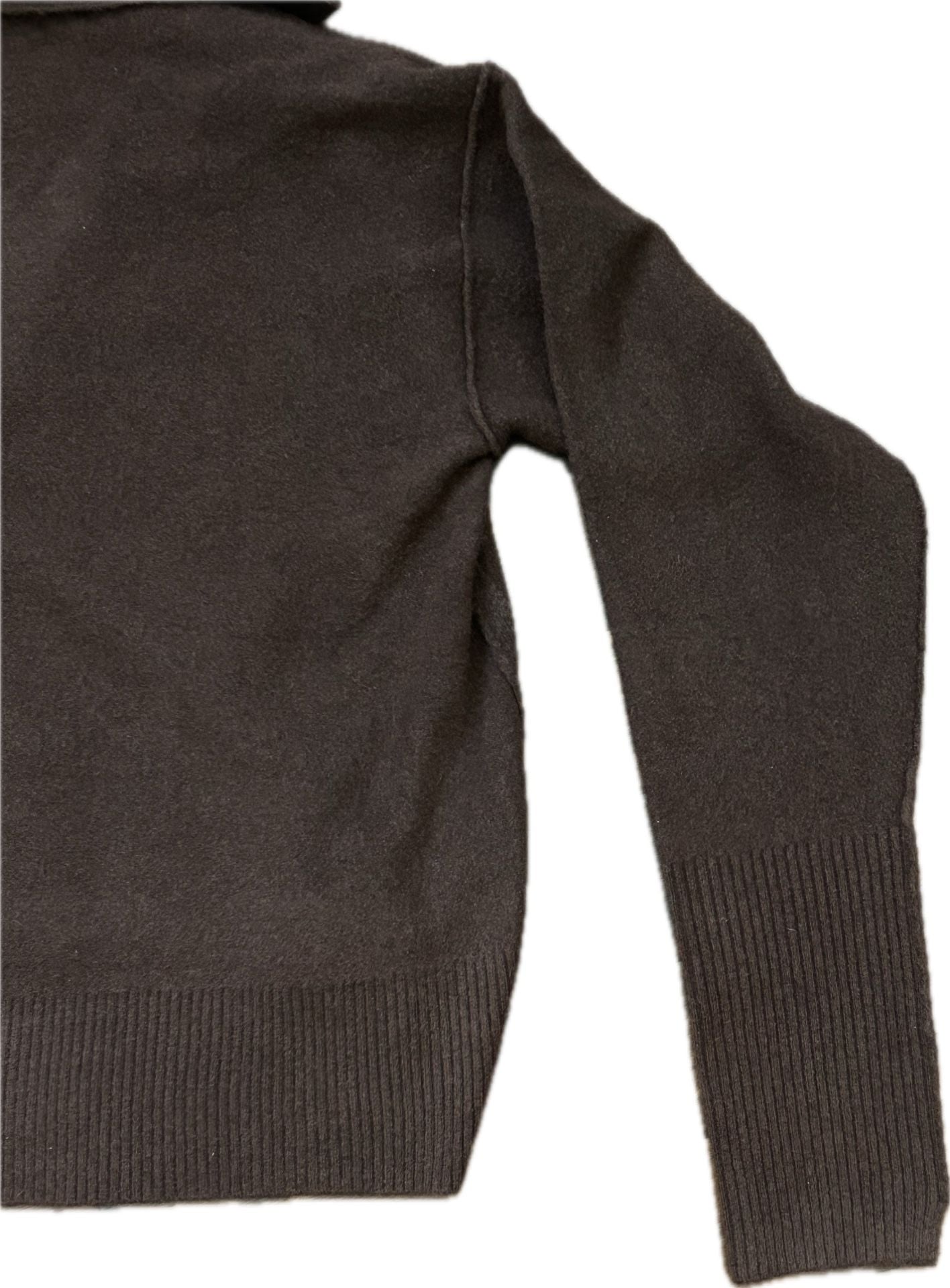 Free People Around Town Polo Sweater Chocolate Brown Open V-Neck Slouchy Size S 12