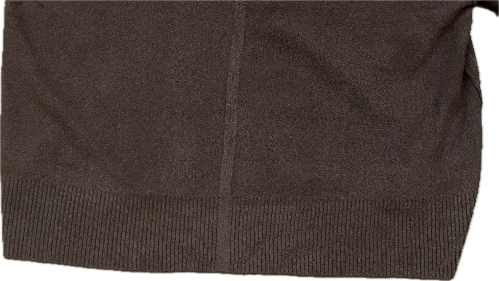Free People Around Town Polo Sweater Chocolate Brown Open V-Neck Slouchy Size S 13