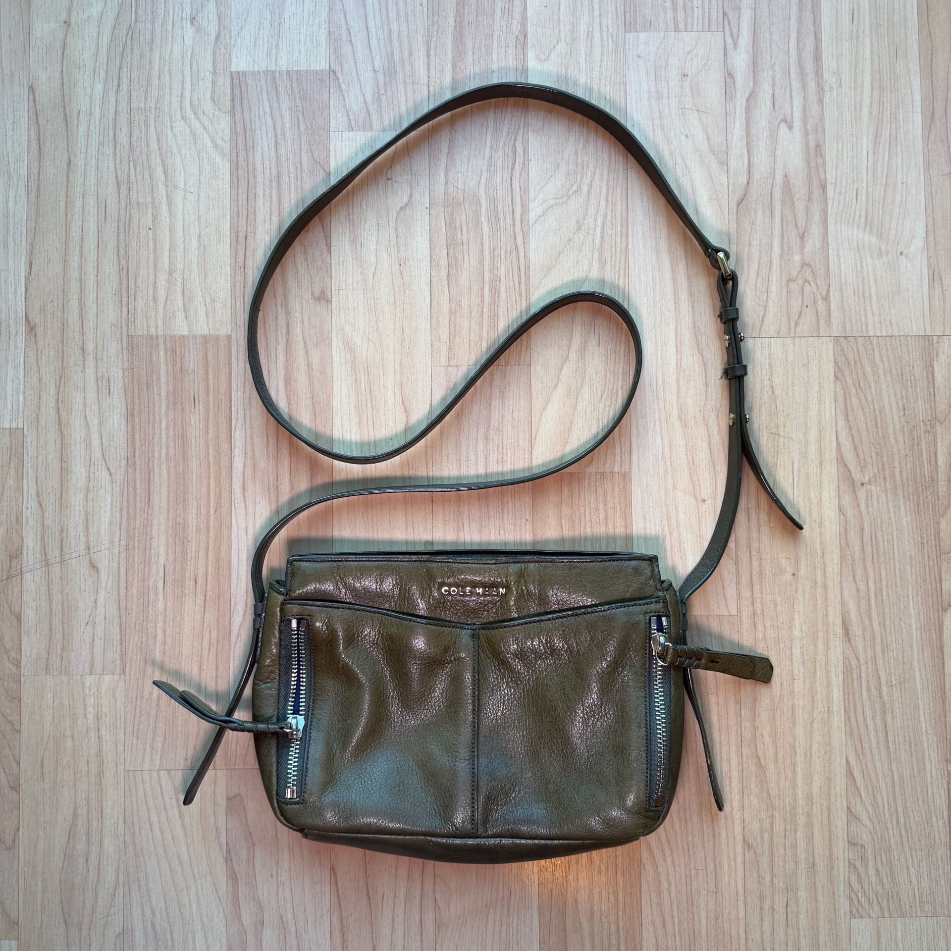 Cole Haan Olive Green Leather Crossbody Bag 2
