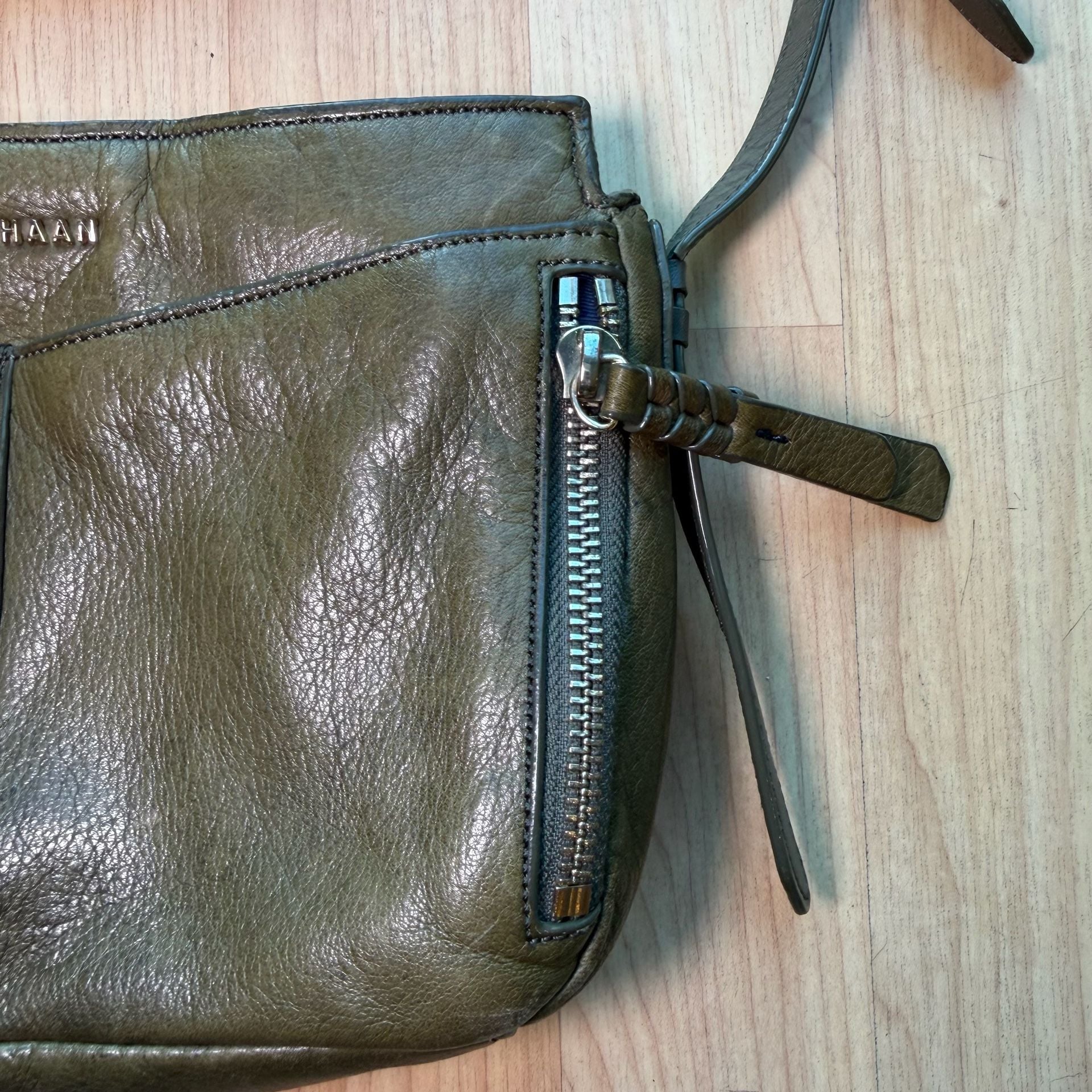 Cole Haan Olive Green Leather Crossbody Bag 5