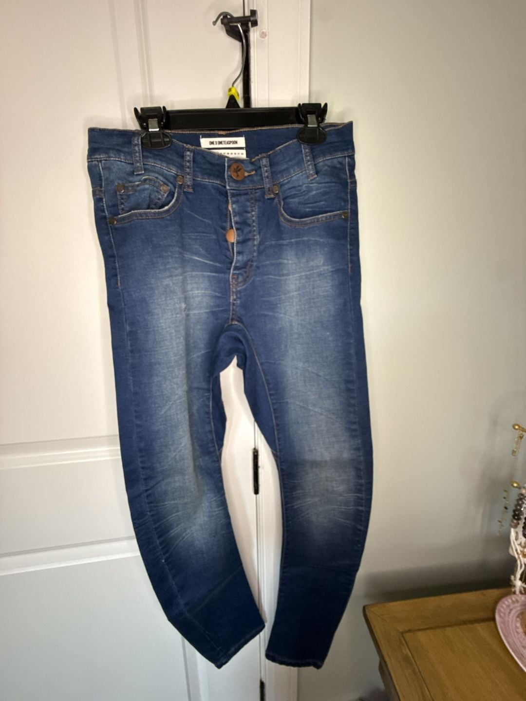 One X One teaspoon Blue Distressed Skinny Jeans Size 25 2
