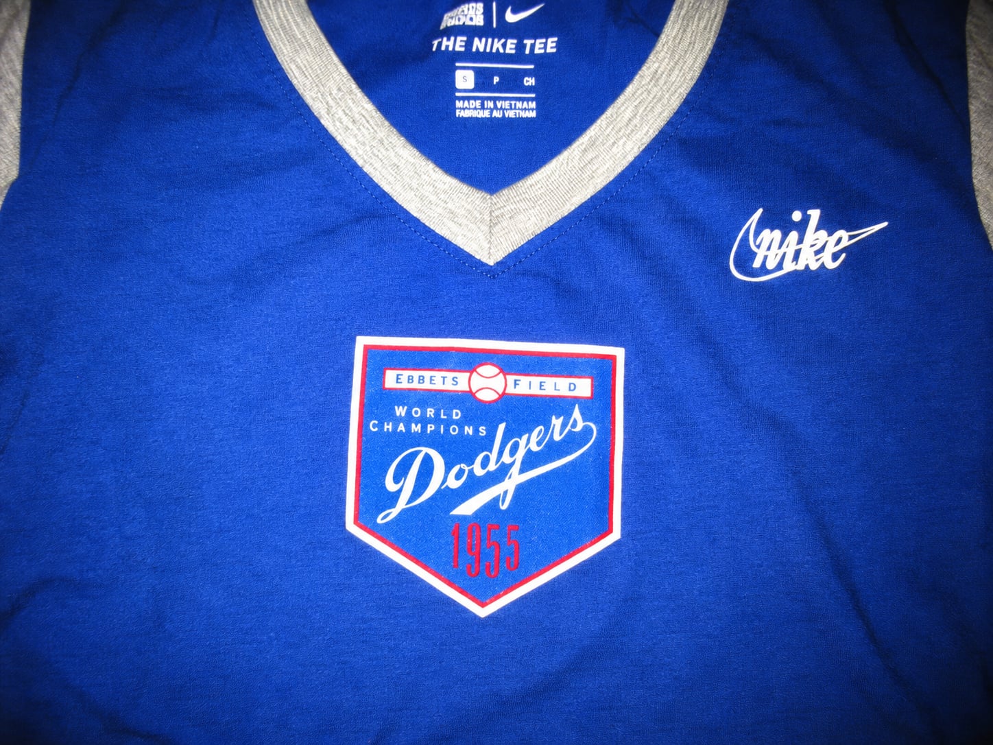 Nike Cooperstown Collection Los Angeles Dodgers 1955 World Champions V-Neck Tee 4