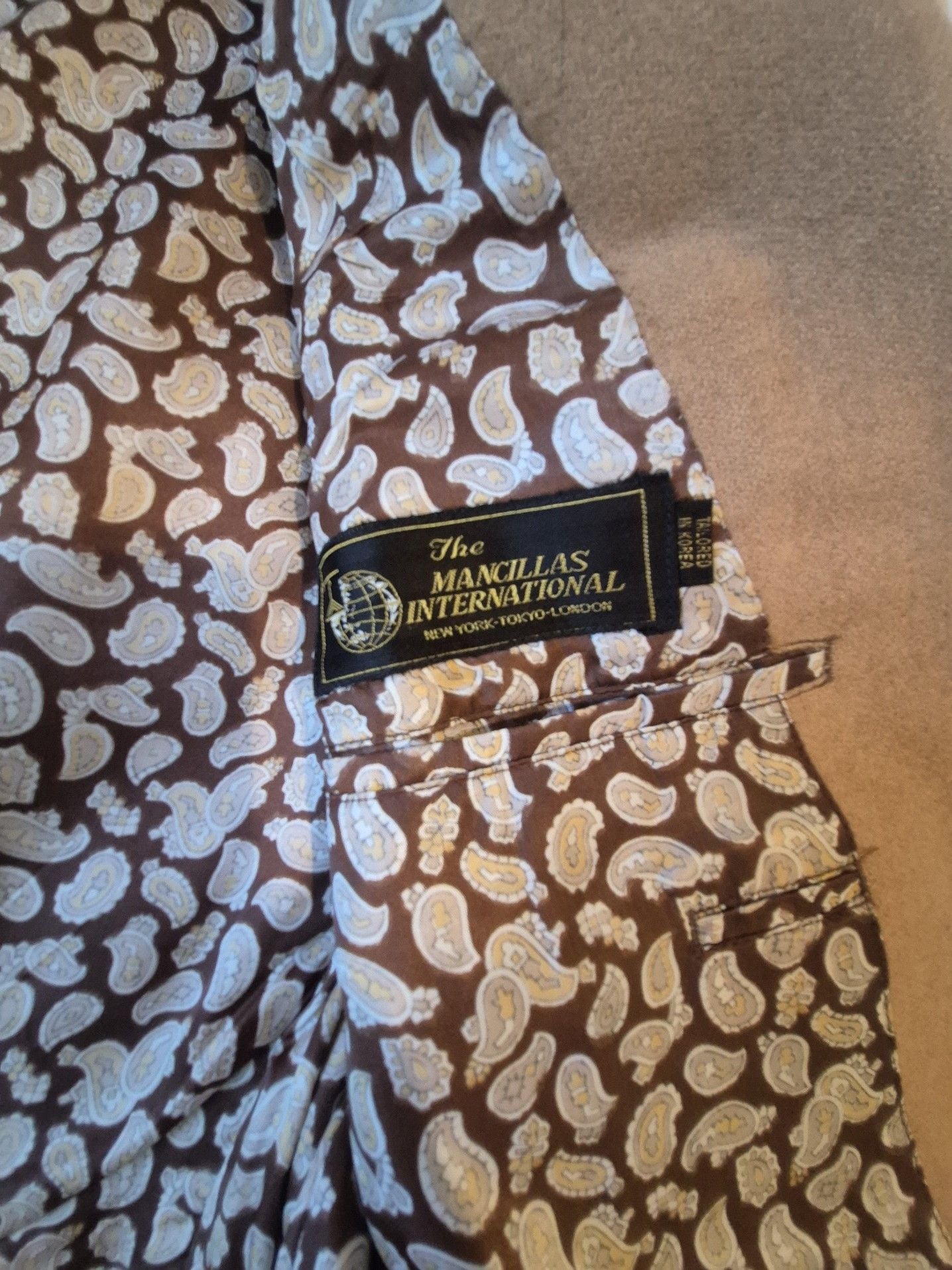 Vintage Mancillas International 100% Camel Hair Sport Coat Jacket Paisley Lining 2