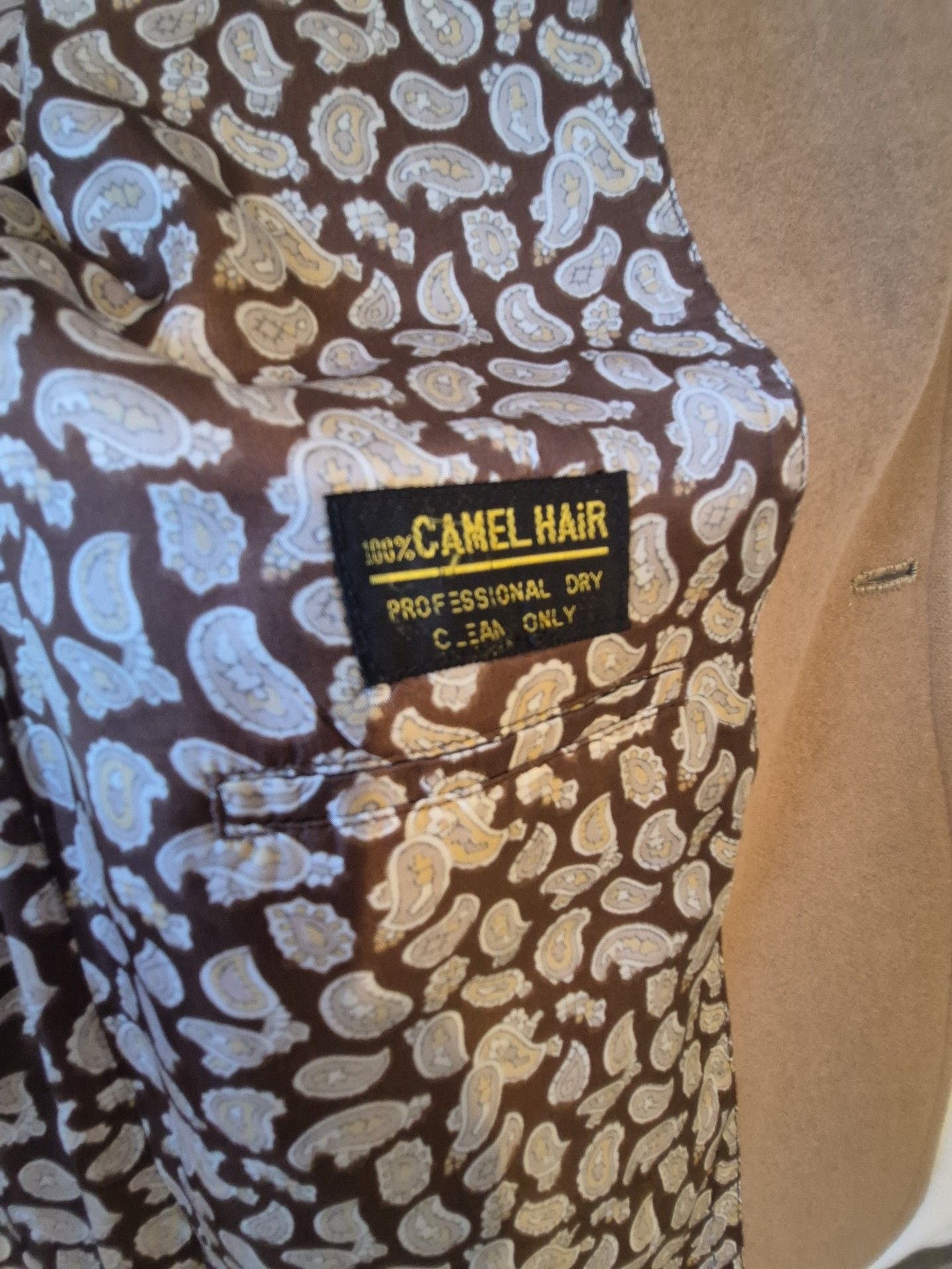 Vintage Mancillas International 100% Camel Hair Sport Coat Jacket Paisley Lining 3