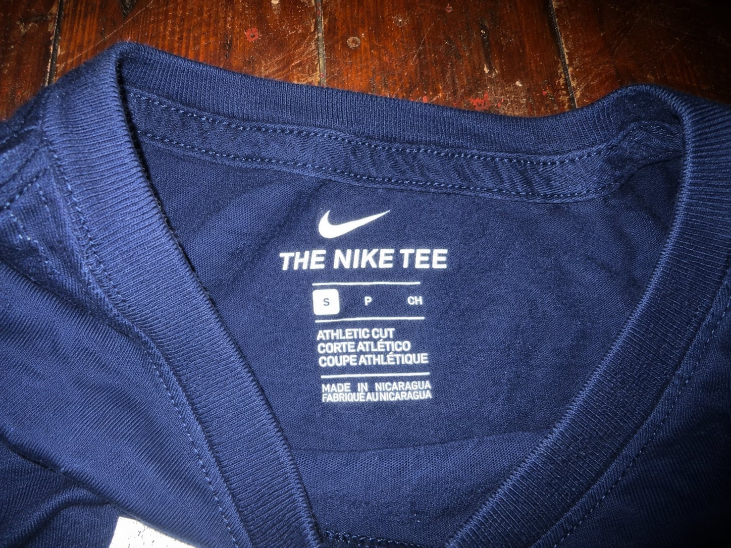 Vintage Nike Just Do It Spell Out Athletic Cut Navy Blue T-Shirt 5