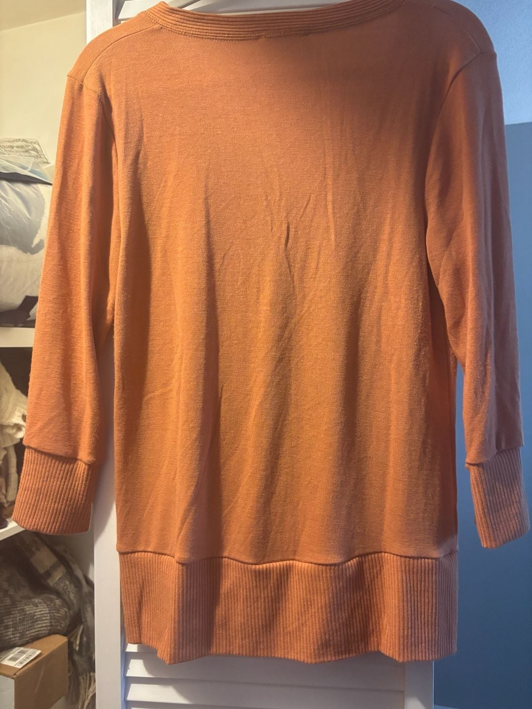 Zenana V-Neck Snap Button Cardigan Sweater Orange Size L 5