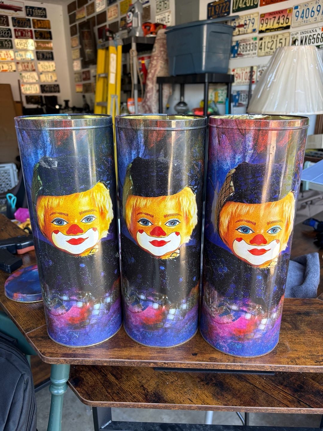 Vintage Clown Collectible Doll in Tin Can 1