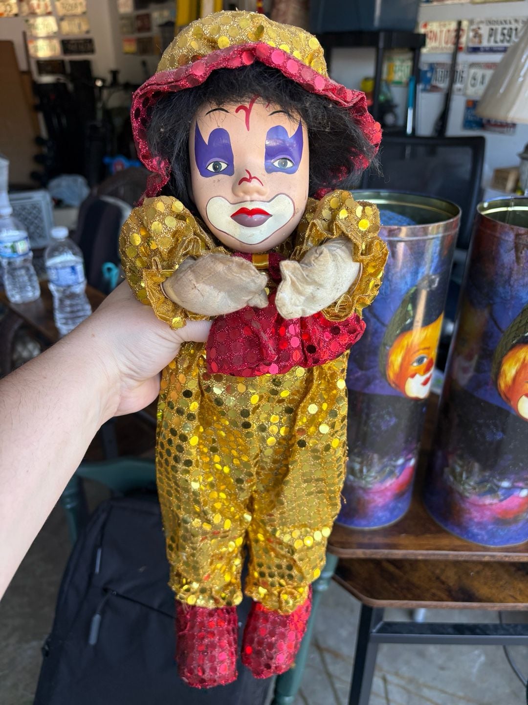Vintage Clown Collectible Doll in Tin Can 3