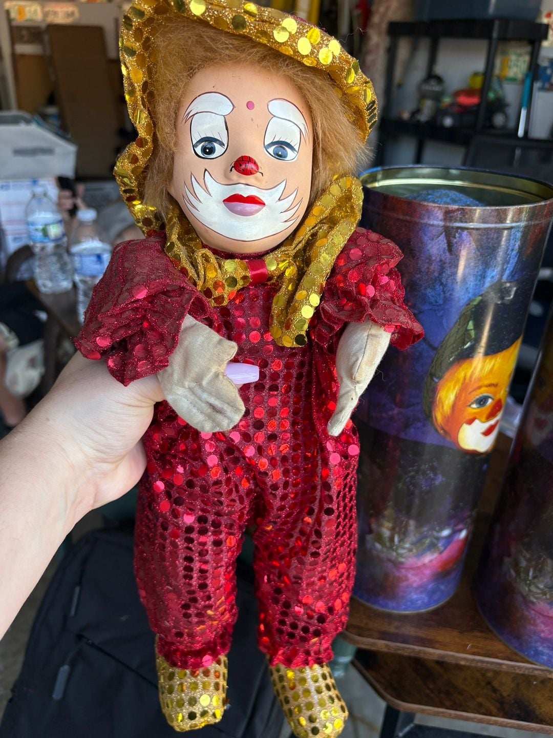 Vintage Clown Collectible Doll in Tin Can 4