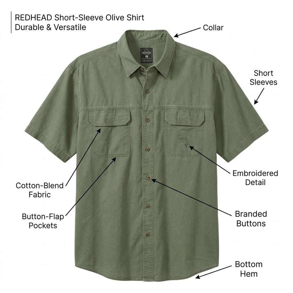 Redhead Men's Short-Sleeve Button-Up Shirt, Fog Green, 2XL 2