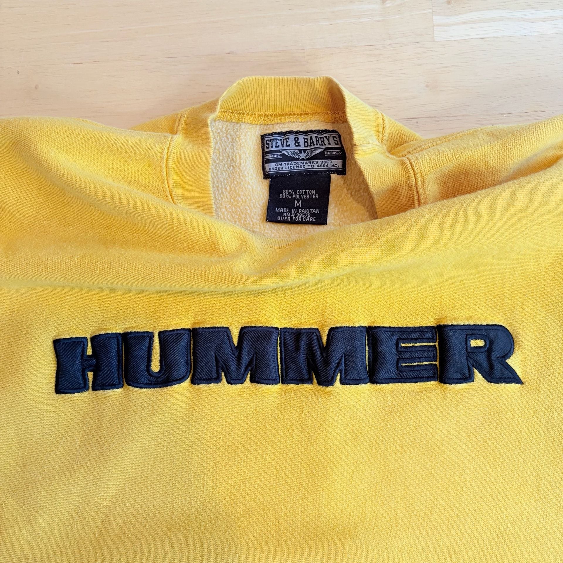 Steve & Barry's Hummer Yellow Embroidered Crewneck Sweatshirt Men's Medium 3