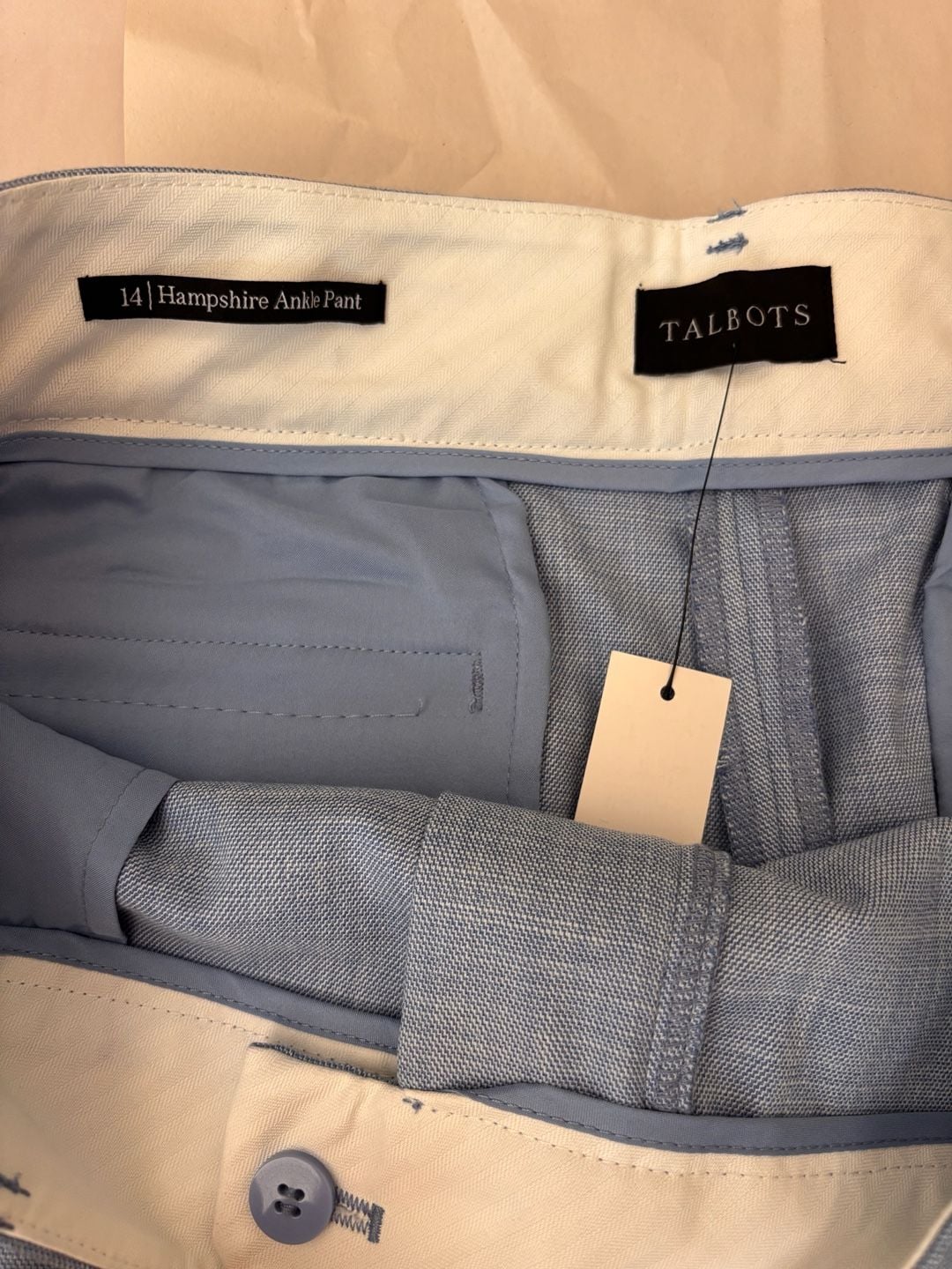 Talbots Hampshire Ankle Pant Light Blue Size 14 Straight Leg 6