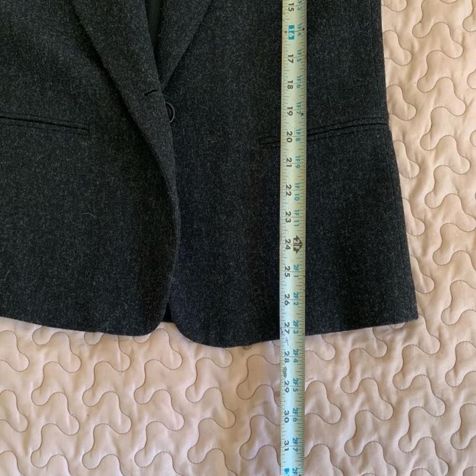 Petite Dumas Vintage Dark Grey Tweed Wool Blazer with Velvet Collar Style 1964-P Size 6 7