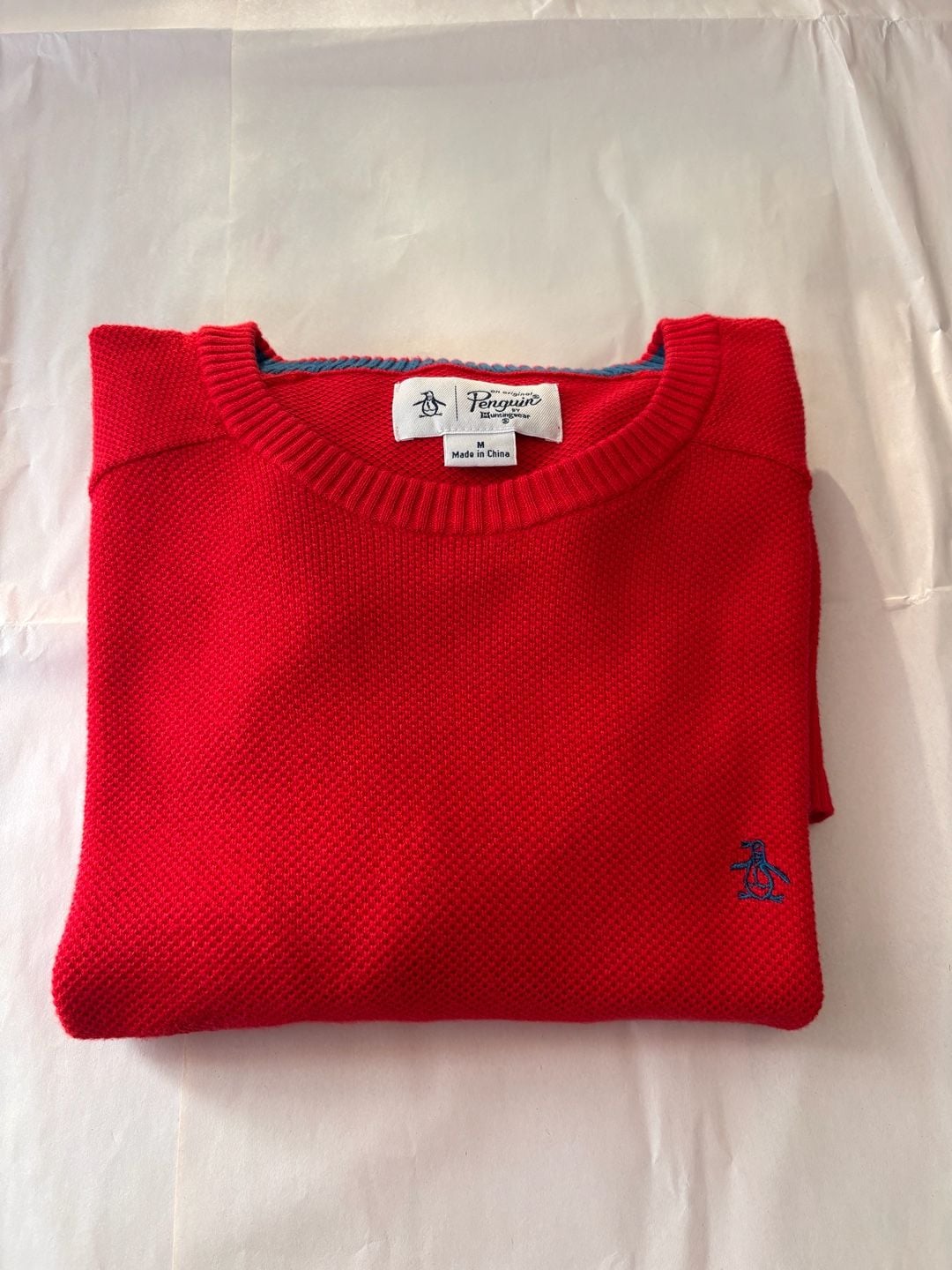 Original Penguin Mens Honeycomb Crewneck Sweater Red Size M 2