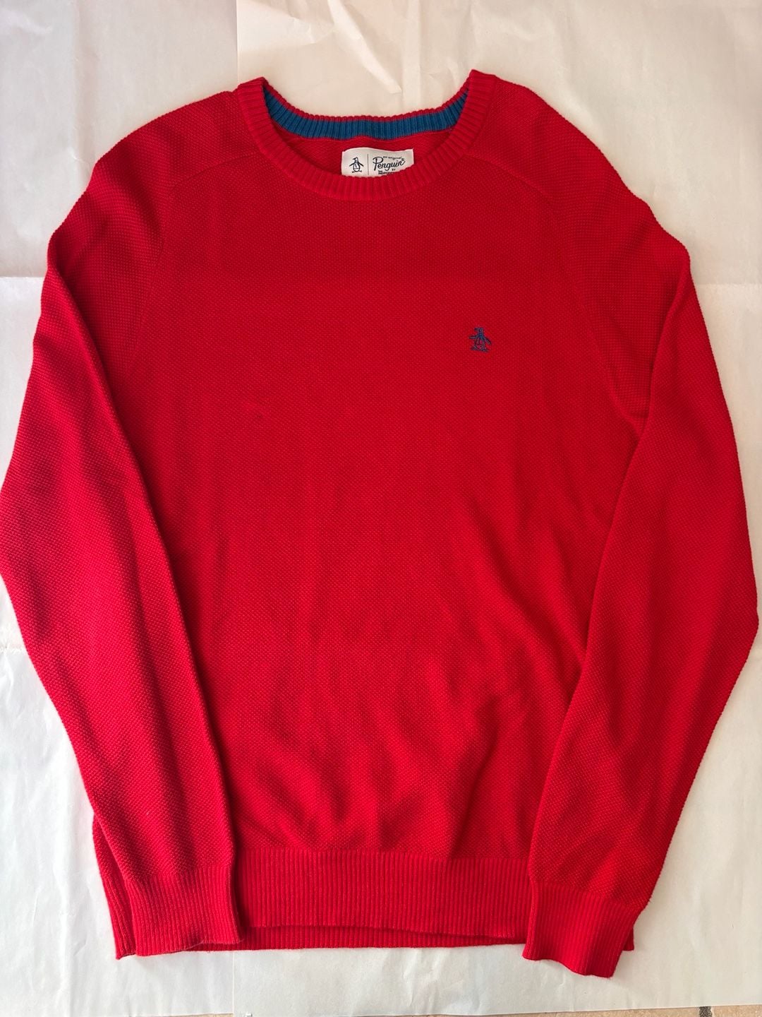 Original Penguin Mens Honeycomb Crewneck Sweater Red Size M 3