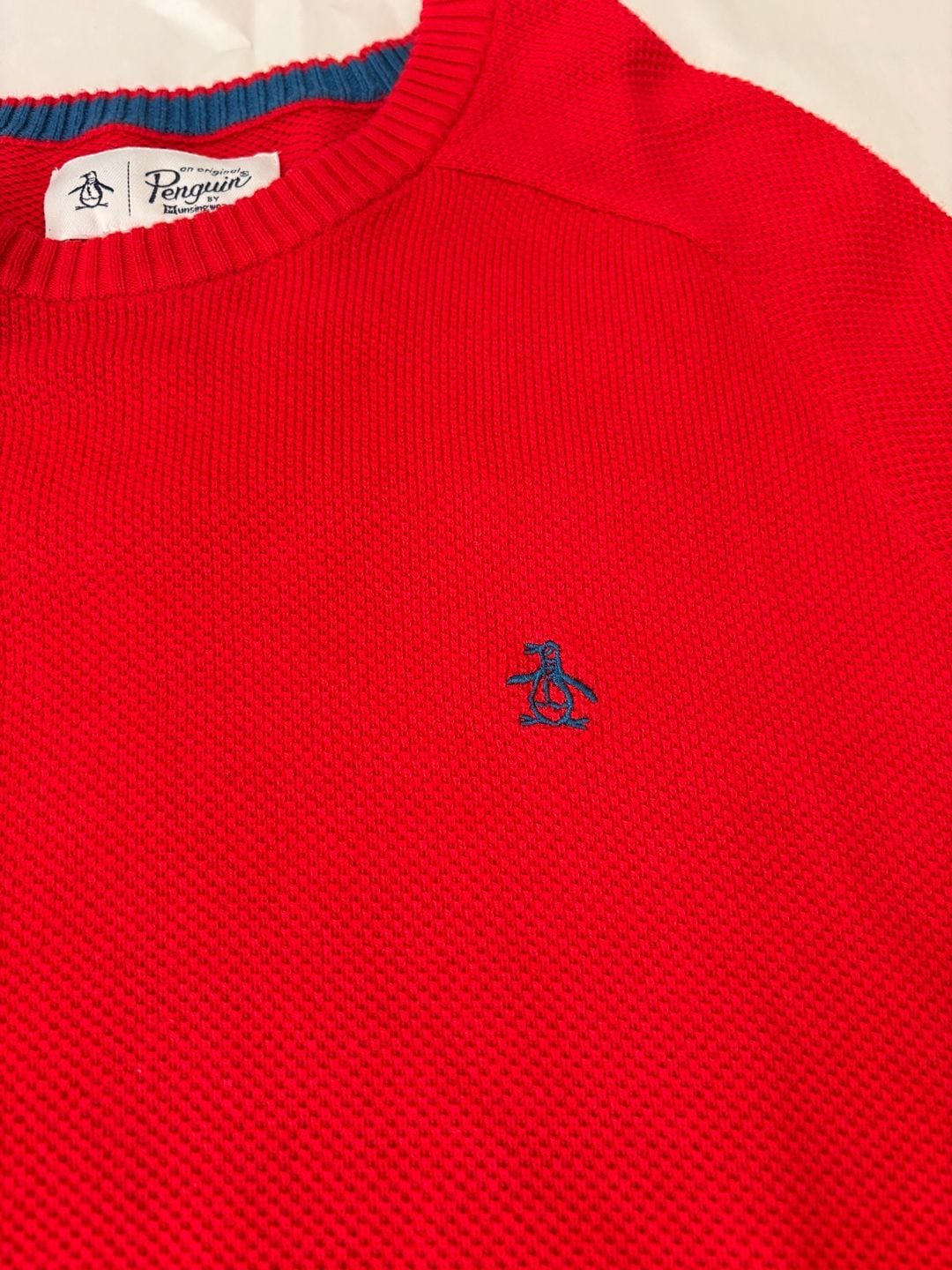 Original Penguin Mens Honeycomb Crewneck Sweater Red Size M 5