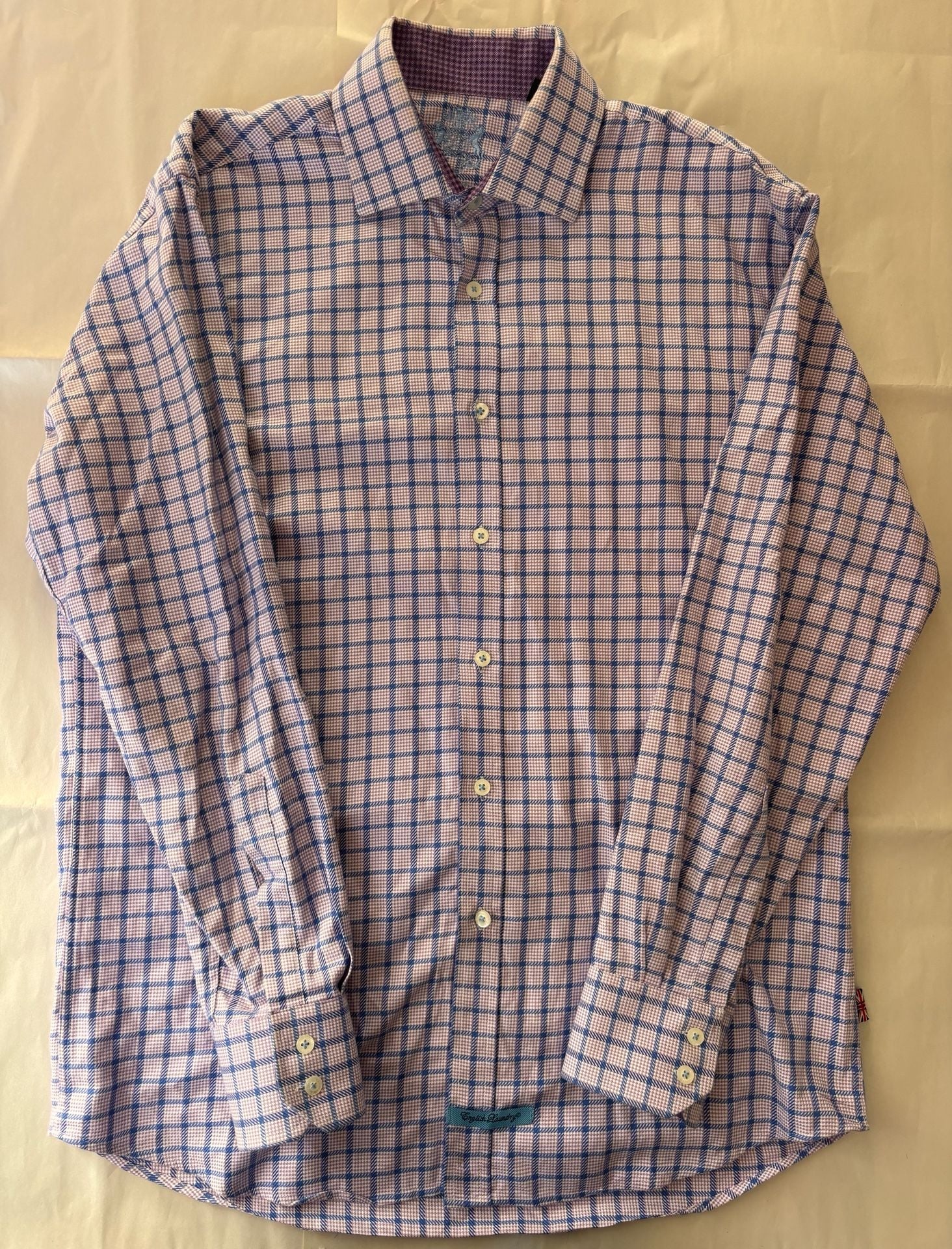 English Laundry Mens Long Sleeve Plaid Check Dress Shirt Size 16 34/35 2