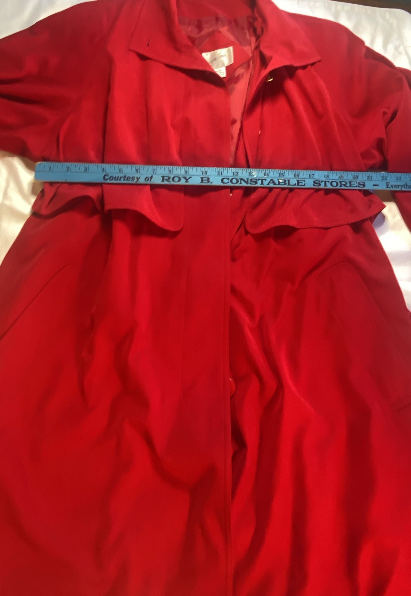 Vintage Jacqueline Ferrar Red Faux Suede Trench Coat Size 20W 3