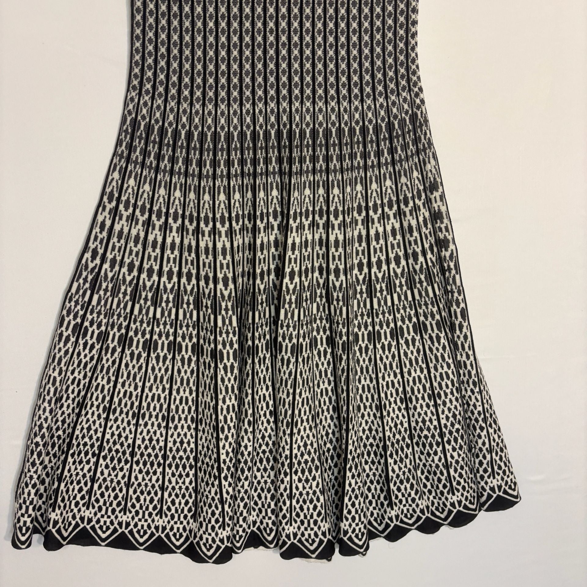 Nic+Zoe Womens Dress Medium Black White Knee Length Geometric Party Casual 3