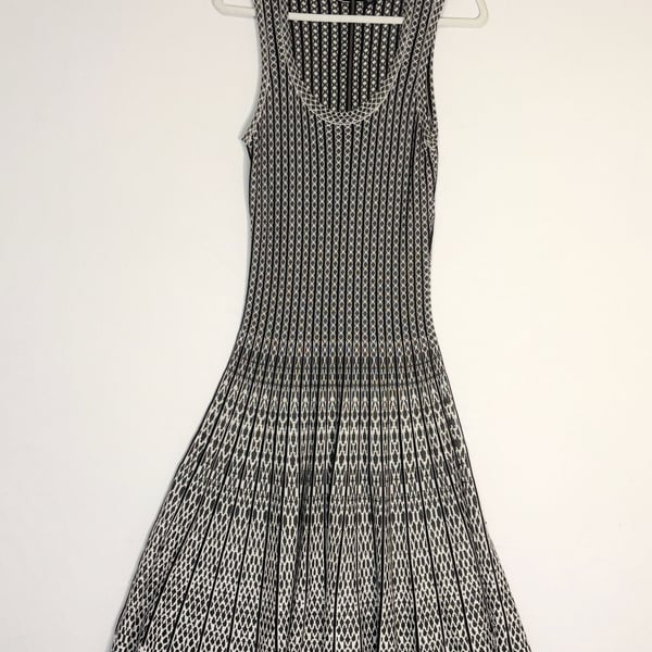 Nic+Zoe Womens Dress Medium Black White Knee Length Geometric Party Casual