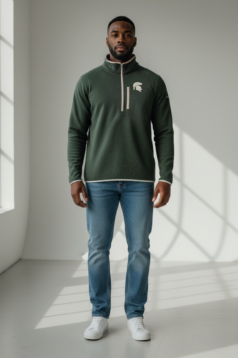 Michigan State Spartans Columbia Canyon Point Omni-Shield Raglan Half-Zip Pullover Top - Green 1