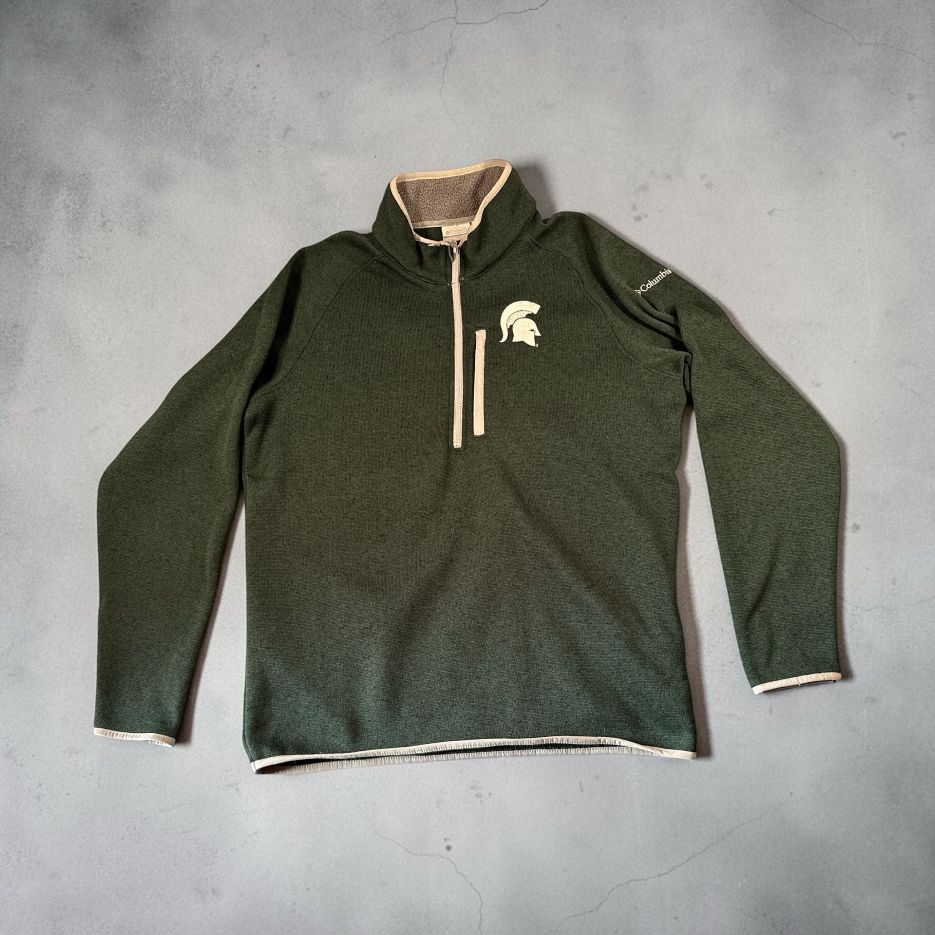 Michigan State Spartans Columbia Canyon Point Omni-Shield Raglan Half-Zip Pullover Top - Green 2