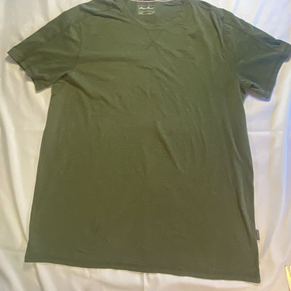 Gorpcore Eddie Bauer Lounge Men's Olive Green Short Sleeve Crew Neck T-Shirt Size L