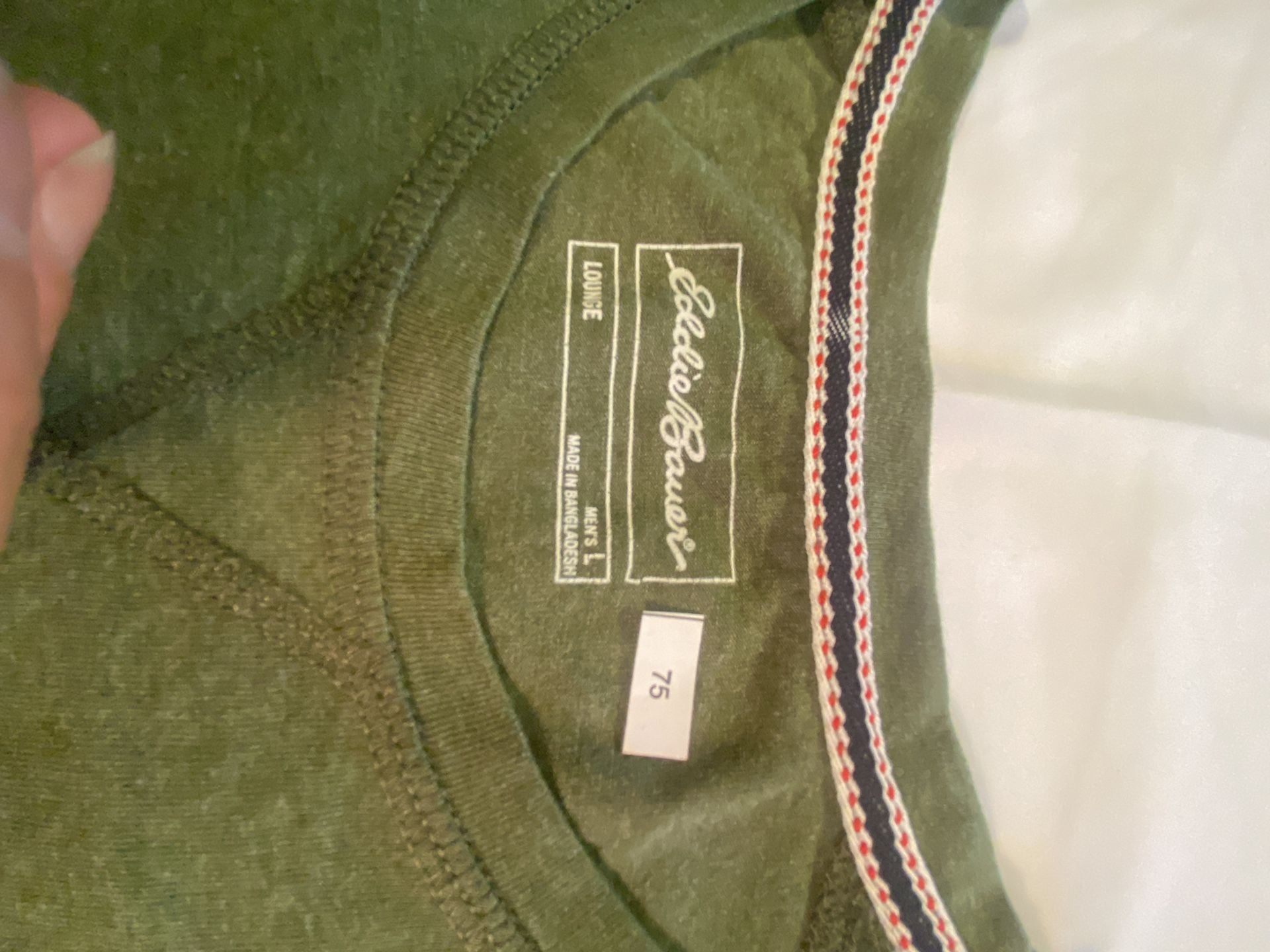 Gorpcore Eddie Bauer Lounge Men's Olive Green Short Sleeve Crew Neck T-Shirt Size L 7