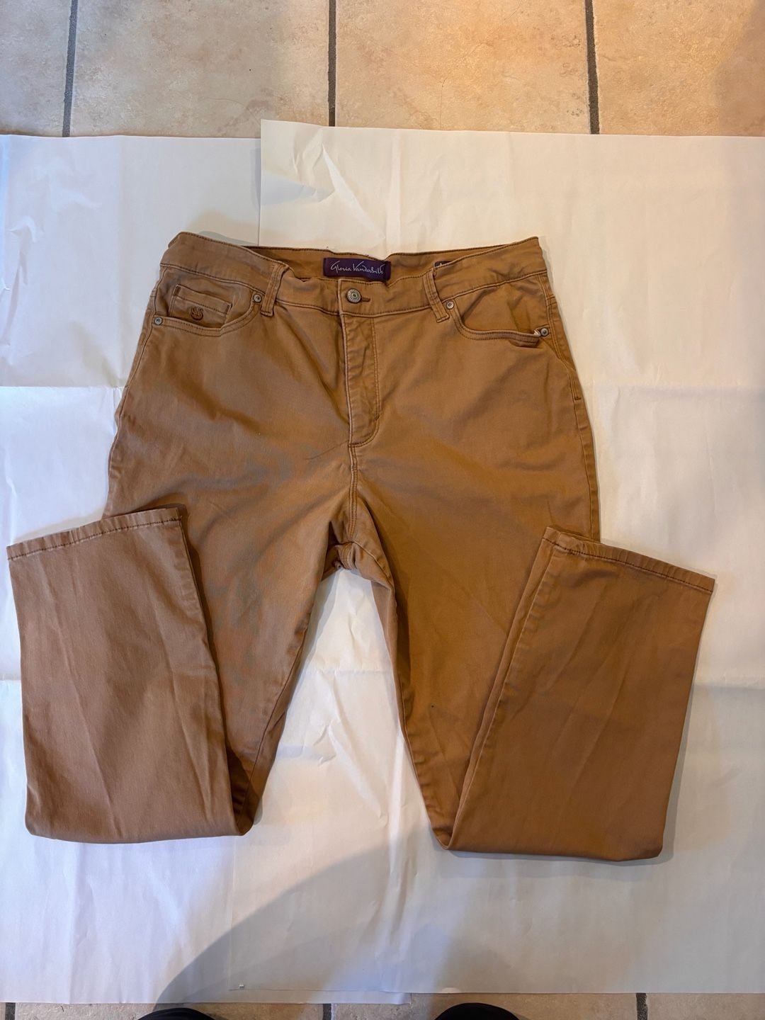 Gloria Vanderbilt Amanda 2.0 Slim Leg Brown Pants Size 14 2