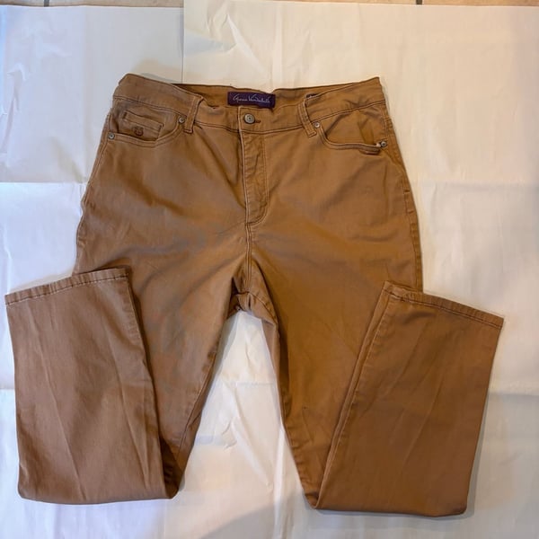 Gloria Vanderbilt Amanda 2.0 Slim Leg Brown Pants Size 14