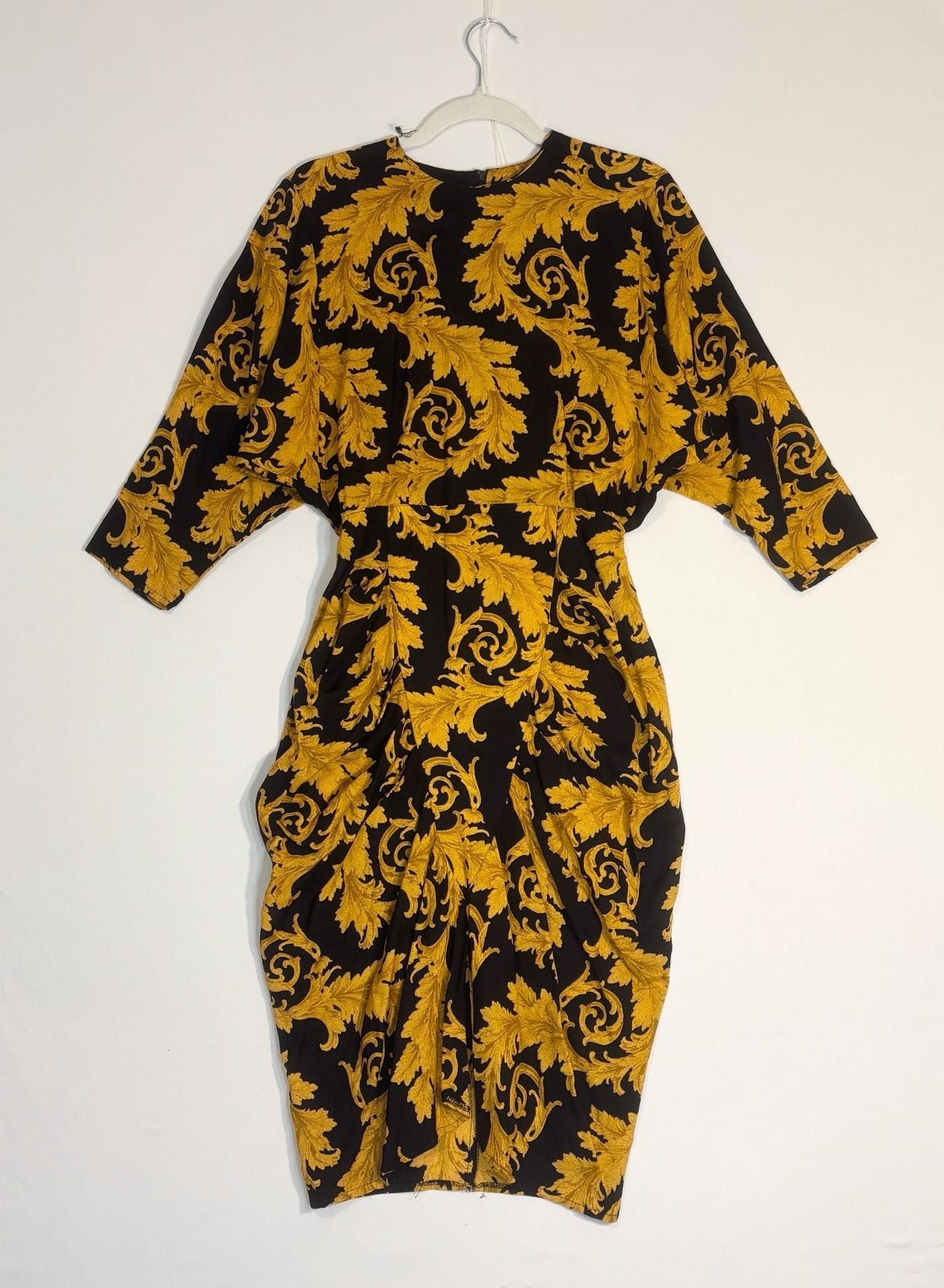 All That Jazz Black and Gold Scroll Print Midi Dress 2
