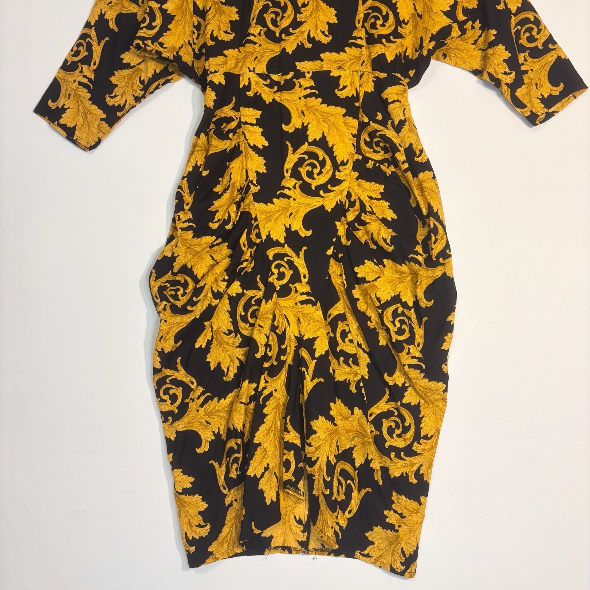 All That Jazz Black and Gold Scroll Print Midi Dress 3