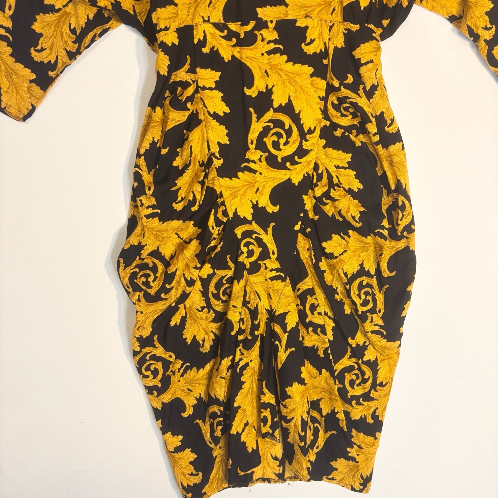 All That Jazz Black and Gold Scroll Print Midi Dress 4