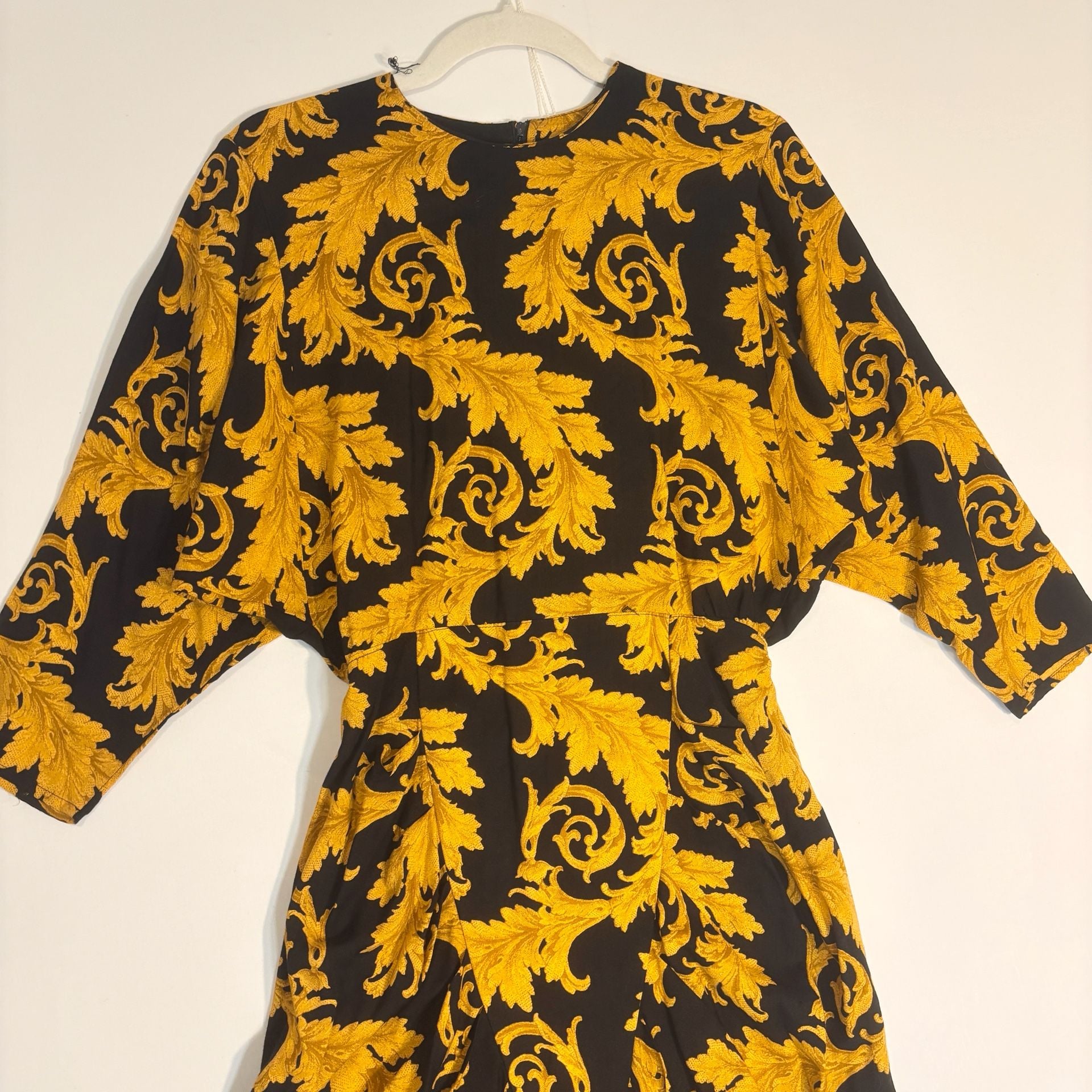 All That Jazz Black and Gold Scroll Print Midi Dress 5
