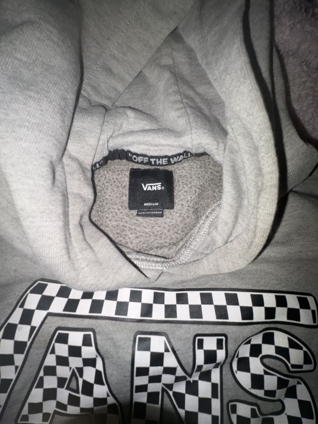 Vans Gray Checkerboard Logo Hoodie Sweatshirt 3