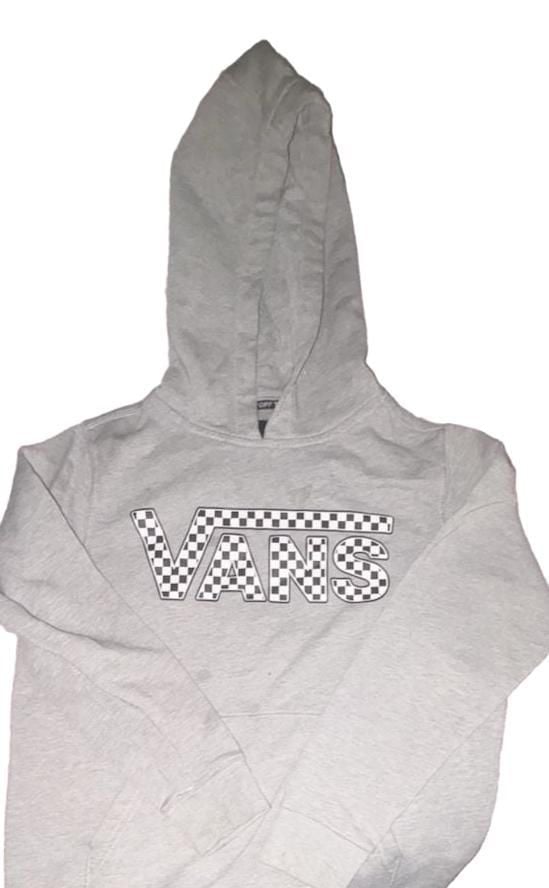 Vans Gray Checkerboard Logo Hoodie Sweatshirt 2