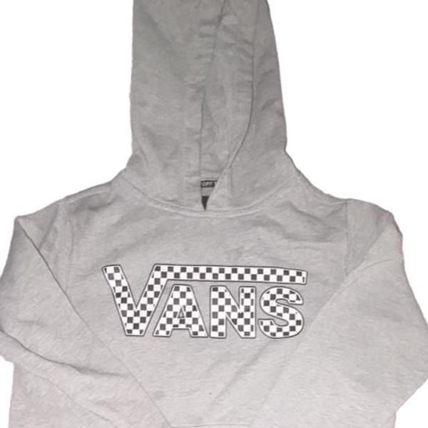 Vans Gray Checkerboard Logo Hoodie Sweatshirt