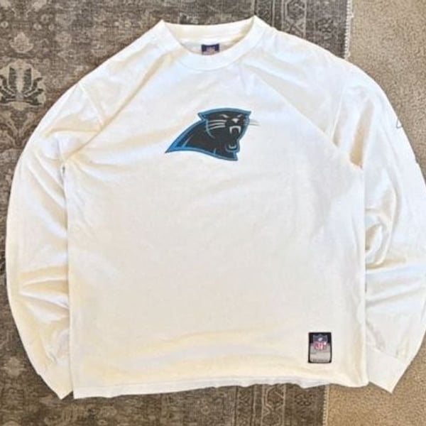 Reebok NFL Carolina Panthers On Field White Long Sleeve T-Shirt Men's Size M