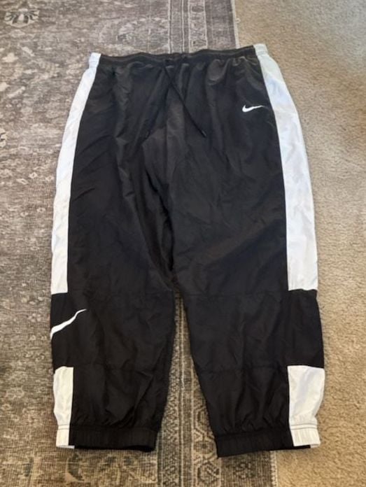 Nike Black and White Nylon Track Pants Lined Size XL 2