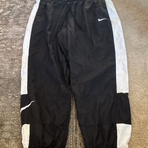 Nike Black and White Nylon Track Pants Lined Size XL