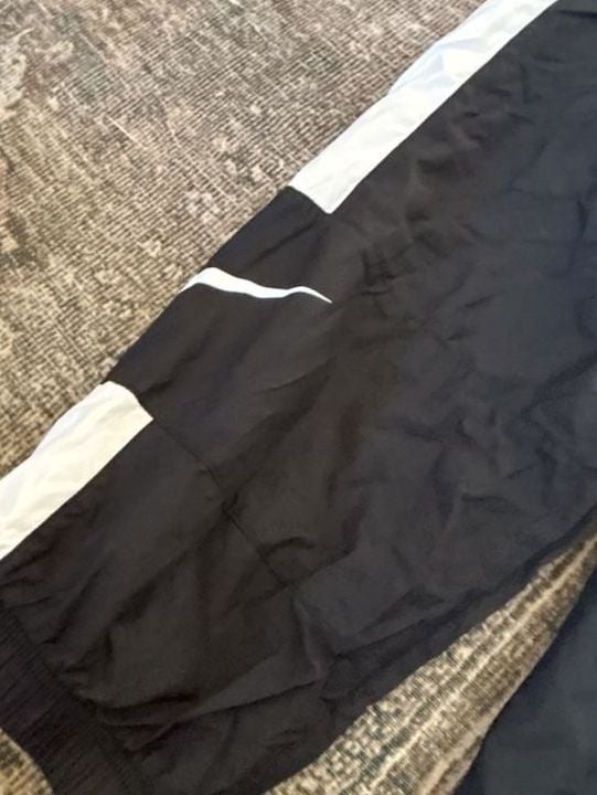 Nike Black and White Nylon Track Pants Lined Size XL 3