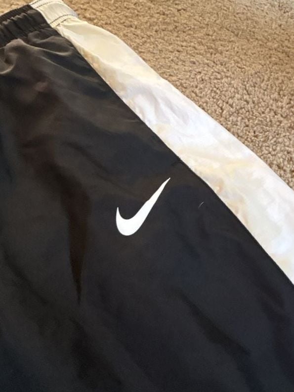 Nike Black and White Nylon Track Pants Lined Size XL 4
