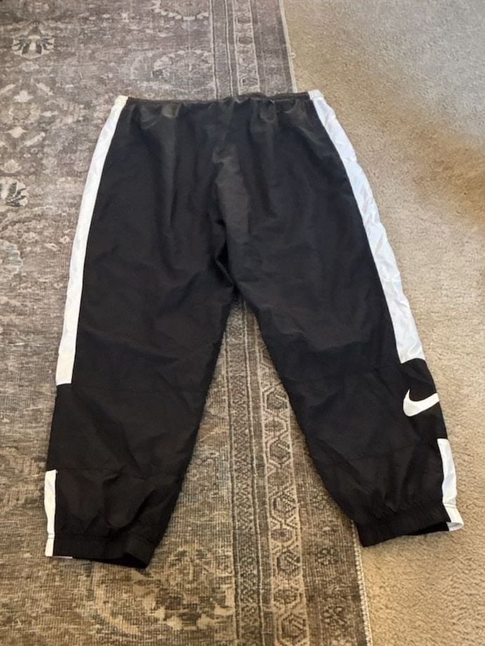 Nike Black and White Nylon Track Pants Lined Size XL 6