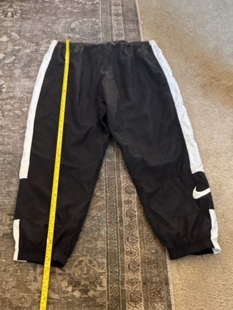 Nike Black and White Nylon Track Pants Lined Size XL 7